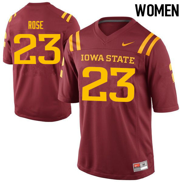 Iowa State Cyclones Women's #23 Mike Rose Nike NCAA Authentic Cardinal College Stitched Football Jersey VE42B48FX